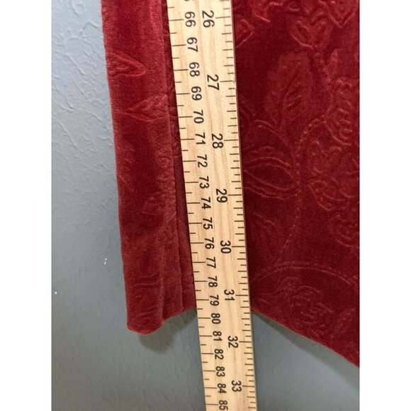 VTG Talbot's Women's 4 Red Velvet Printed Floral Stretch Retro Bootcut Mid-Rise - Picture 6 of 11